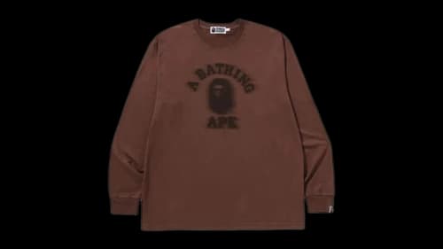 BAPE Garment Dye College Relaxed Fit Ls Tee Brown