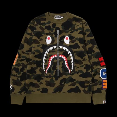 BAPE 1st Camo Shark Crewneck Sweatshirt 'Green'