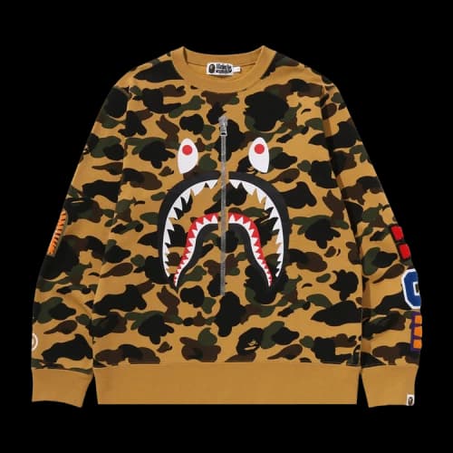 BAPE 1st Camo Shark Crewneck Sweatshirt 'Yellow'