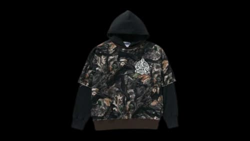 BAPE Tree Edge Camo Layered Pullover Hoodie Brown
