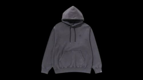 BAPE Garment Dye One Point Relaxed Fit Pullover Hoodie Charcoal