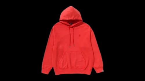 BAPE Garment Dye One Point Relaxed Fit Pullover Hoodie Red