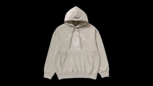 BAPE Garment Dye College Pullover Hoodie Beige