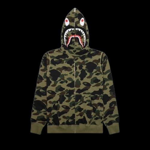 BAPE 1st Camo Shark Full Zip Hoodie 'Green'