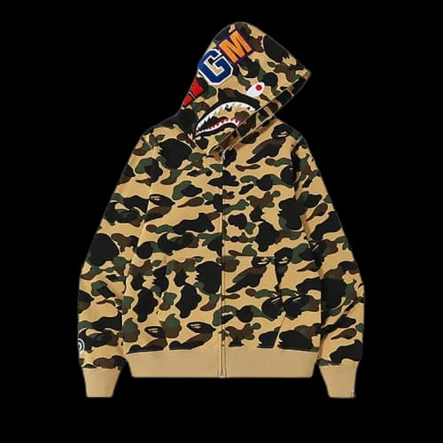 BAPE 1st Camo Shark Full Zip Hoodie 'Yellow'