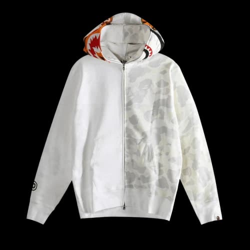 BAPE City Camo Tiger Shark Full Zip Hoodie 'White'