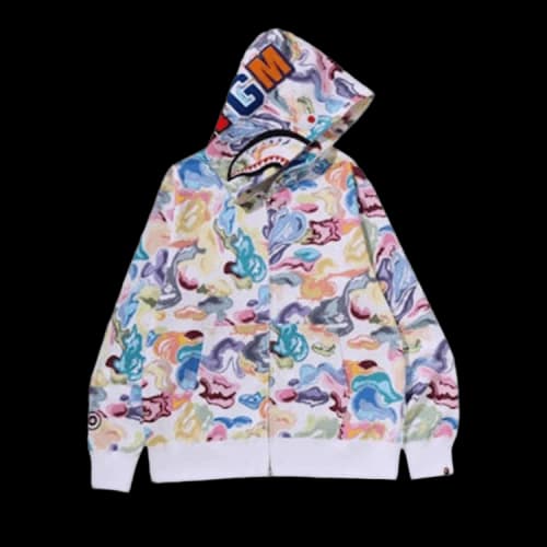 BAPE Art Camo Shark Full Zip Hoodie 'White'