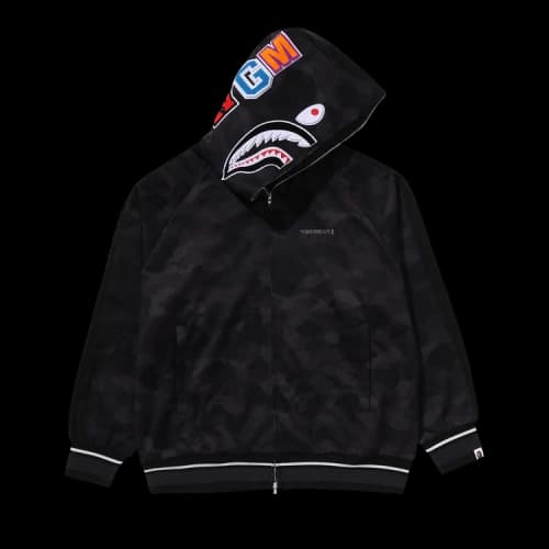 BAPE Color Camo Shark Relaxed Fit Hoodie Track Jacket 'Black'