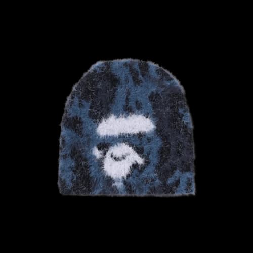 BAPE Wild Leopard Pattern Ape Face Knit Cap 'Navy'