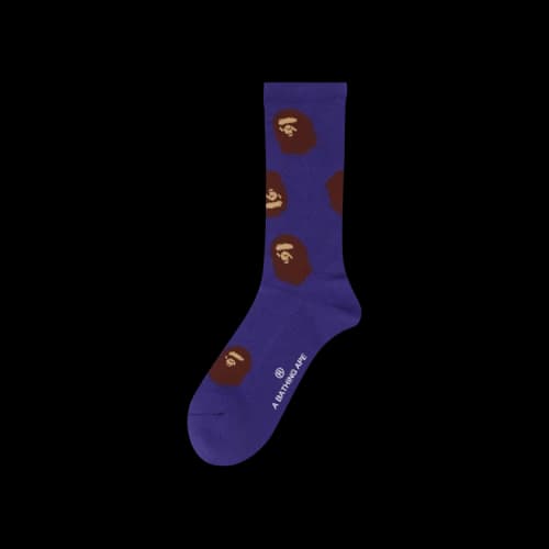 BAPE Ape Head Pattern Socks 'Purple'