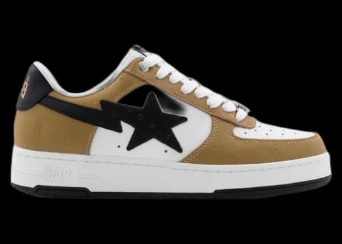 A Bathing Ape Bape Sta #3 Brown Black Ostrich