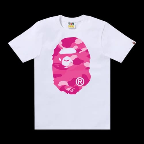 BAPE Color Camo Big Ape Head Tee 'White/Pink'