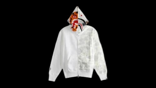 BAPE City Camo Tiger Shark Full Zip Hoodie White