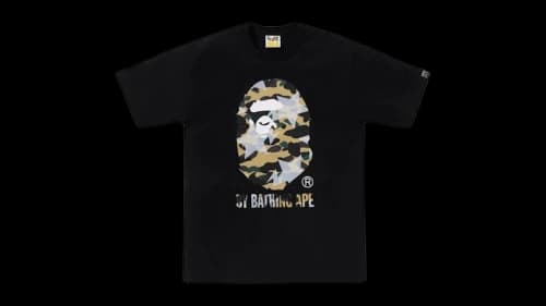 BAPE Sta Over Print 1st Camo By Bathing Ape Tee Black/Yellow