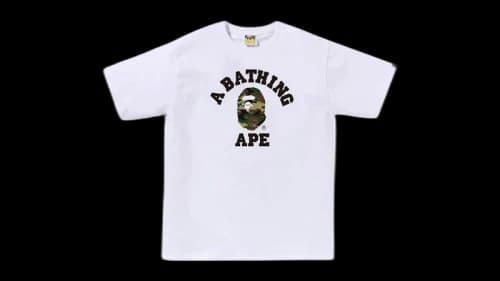 BAPE Glitch Woodland Camo College Tee White/Green