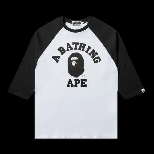 BAPE College Raglan Regular Fit Long-Sleeve Tee 'White'