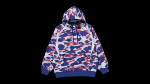 BAPE Screen Camo Football Logo Relaxed Fit Pullover Hoodie Blue