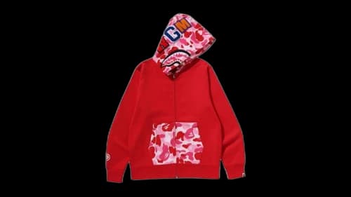 BAPE ABC Camo Shark Full Zip Hoodie Red