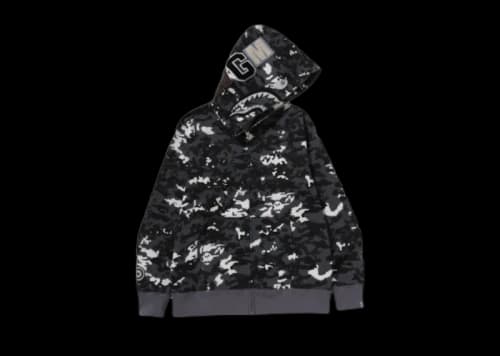 BAPE Multi Pixel Camo Shark Regular Fit Full Zip Hoodie Gray/Black/White