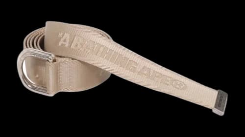 BAPE Bathing Ape Logo Jacquard Nylon Belt Beige