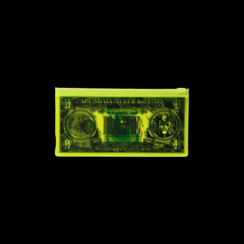 BAPE Banknote Design Clear Pouch 'Yellow'