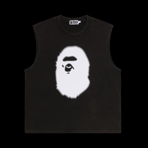 BAPE Heavy Wash Ape Head Cropped Fit Tank Top 'Black'