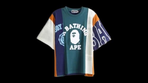 BAPE Upcycled Multi Logo Cropped Fit Tee Multi