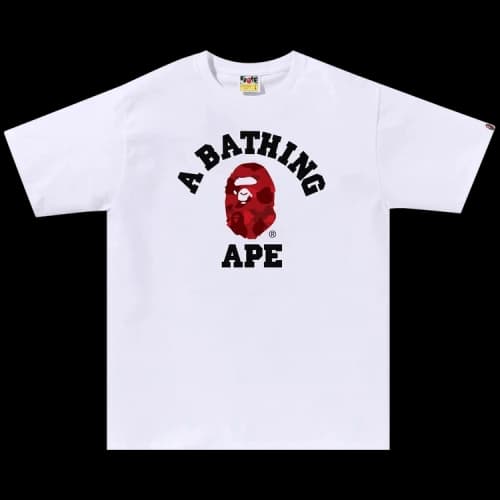 BAPE Color Camo College Tee 'White Red'