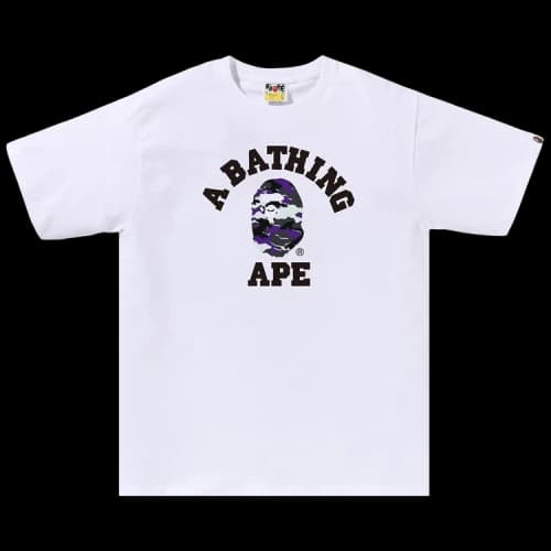 BAPE Woodland Camo College Tee 'White Purple'