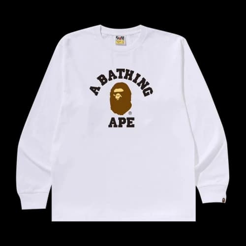 BAPE College Long-Sleeve Tee 'White'