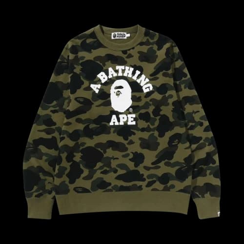 BAPE 1st Camo College Crewneck Sweatshirt 'Green'