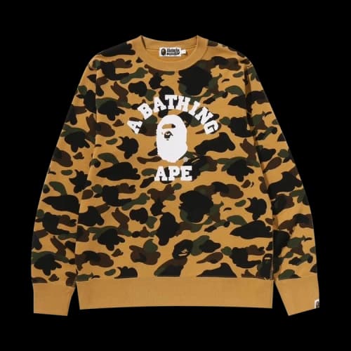 BAPE 1st Camo College Crewneck Sweatshirt 'Yellow'