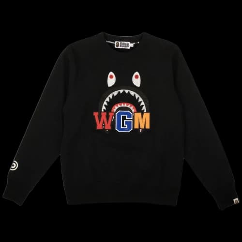 BAPE Shark Embroidery Crewneck Sweater 'Black'