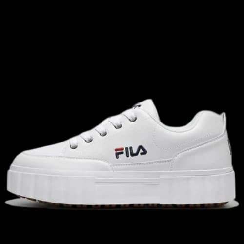 FILA Low Top Thick Sole Skate Shoes Unisex White Korean Version 'White Red Black'