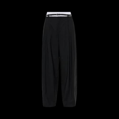 Alexander Wang Pre-Styled Boxer Mid-Rise Belted Tailored Pant 'Black/White Pinstripe'