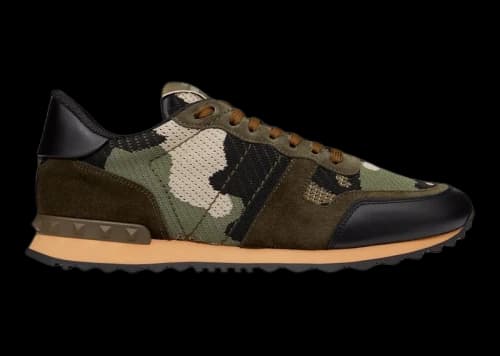 Valentino Garavani Rockrunner Mesh Fabric Camouflage Military Green Beige