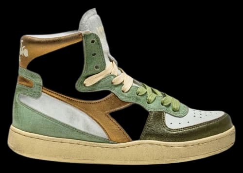 Diadora Mi Basket Metal Pigskin Used Gold White Green (Women's)
