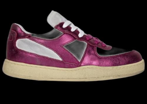 Diadora Mi Basket Low Metal Pigskin Used White Violet Stick Red (Women's)