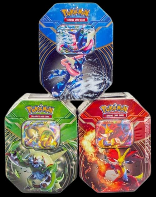 2014 Pokemon TCG Chesnaught EX/Delphox EX/Greninja EX Kalos Power Tin Lot