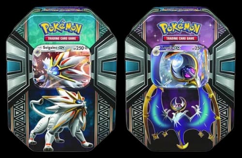 2017 Pokemon TCG Legends of Alola Tin Lunala GX/Solgaleo GX Lot