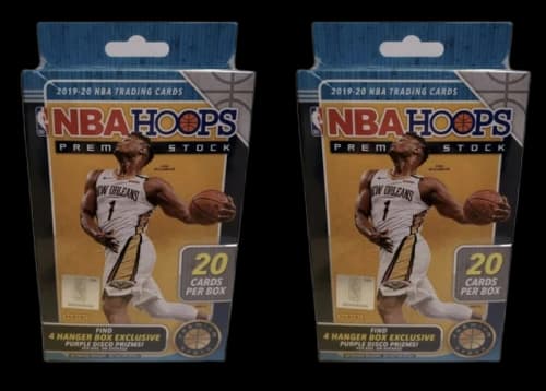 2019-20 Panini NBA Hoops Premium Stock Basketball Hanger Box 20 ct. Purple Disco Prizms 2x Lot