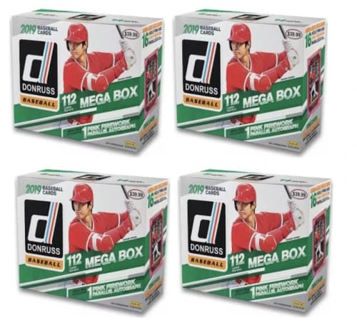 2019 Panini Donruss Baseball Mega Box 112 ct. 4x Lot
