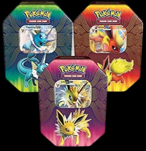 Pokémon TCG Elemental Power Tin Vaporeon GX/Jolteon GX/Flareon GX Lot