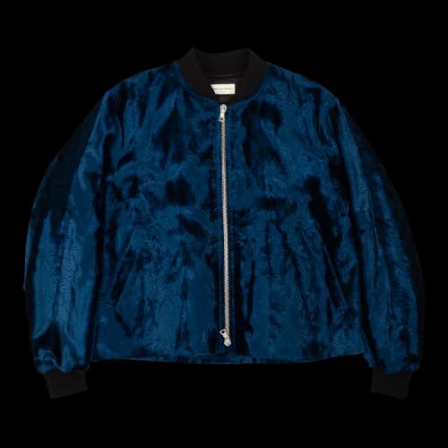 Dries Van Noten Velvet Zip Up Bomber Jacket 'Blue'