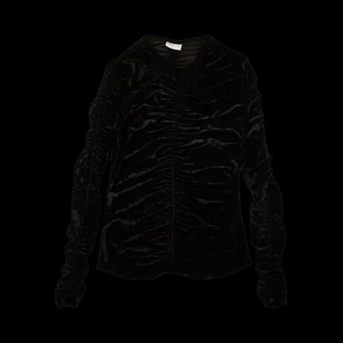 Dries Van Noten Crushed Velvet Ruched Top 'Black'