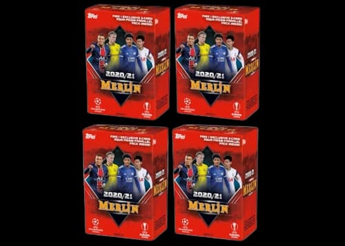 2020-21 Topps Merlin Collection Chrome UEFA Champions League Soccer Blaster Box 4x Lot