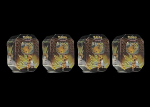 2019 Pokemon Hidden Fates Raichu Tin 4x Lot