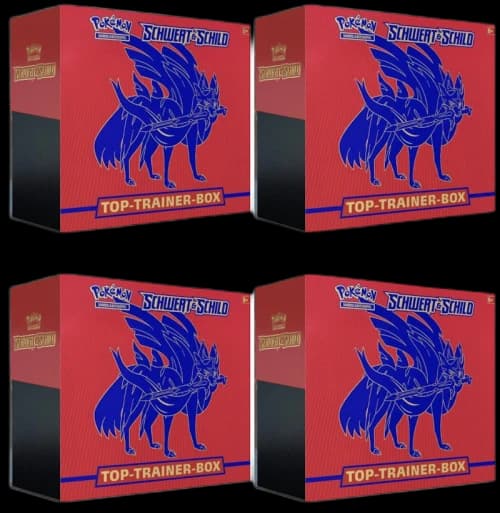 Pokémon TCG Schwert & Schild Top Trainer Box (Rot) 4x Lot
