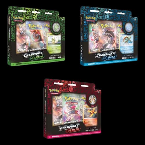 2020 Pokemon TCG Sword and Shield Champion's Path Pin Collection Turrfield/Hulbury/Motosoke Gym Bundle