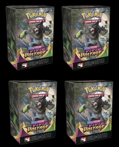 2020 Pokemon TCG Sword & Shield Vivid Voltage Build & Battle Box Pre-Release 4x Lot